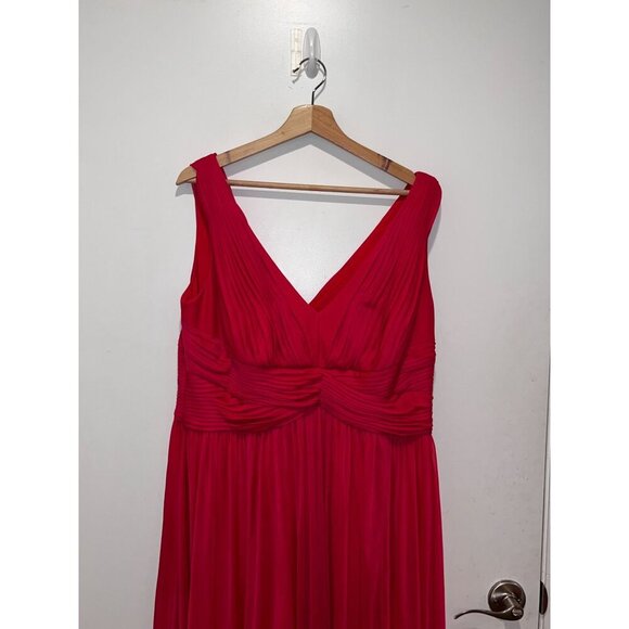 Alex Evenings Fuchsia Pleated V-Neck Sleeveless Gownt Dress Women Size 14W - Picture 2 of 7